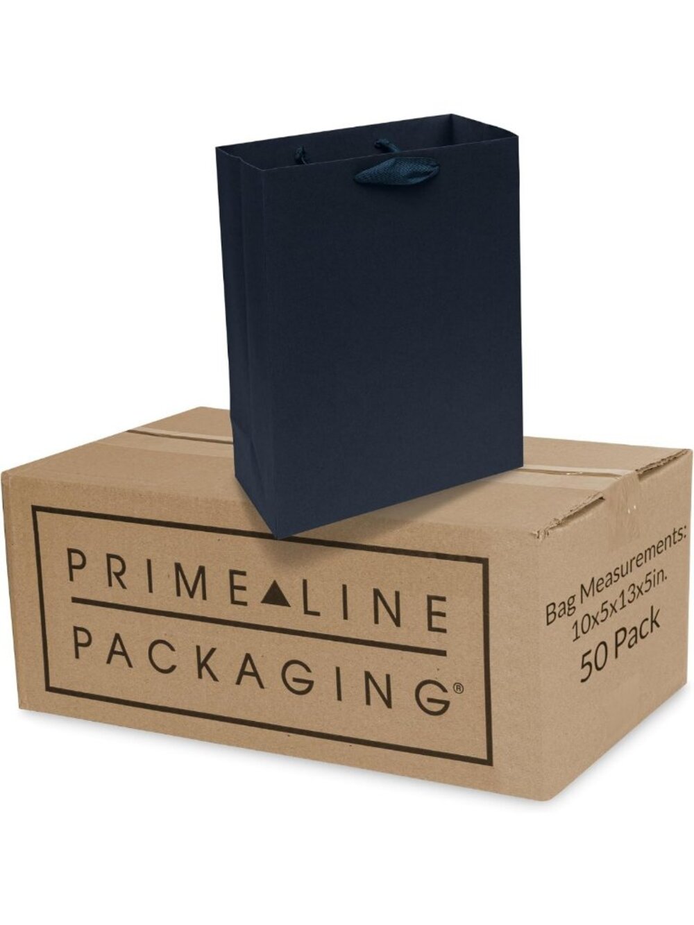 Navy Blue Gift Bags with Handles - 10x5x13 Inches, 50 Pack for Parties & Events